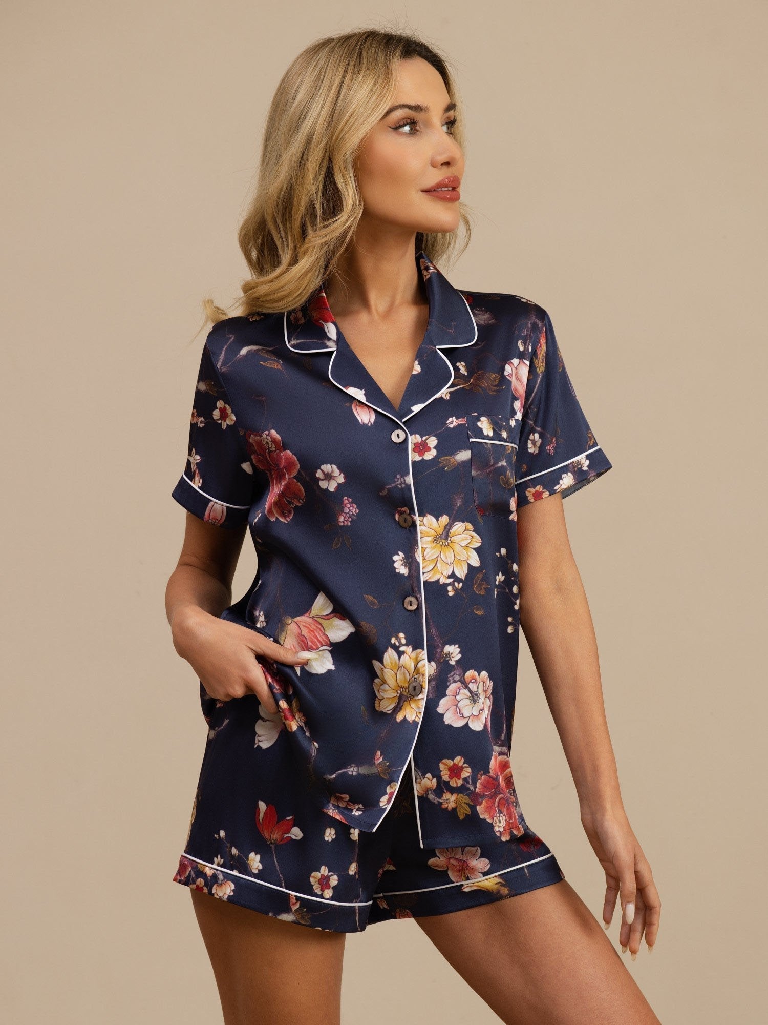 Navy Floral / L(12/14)
