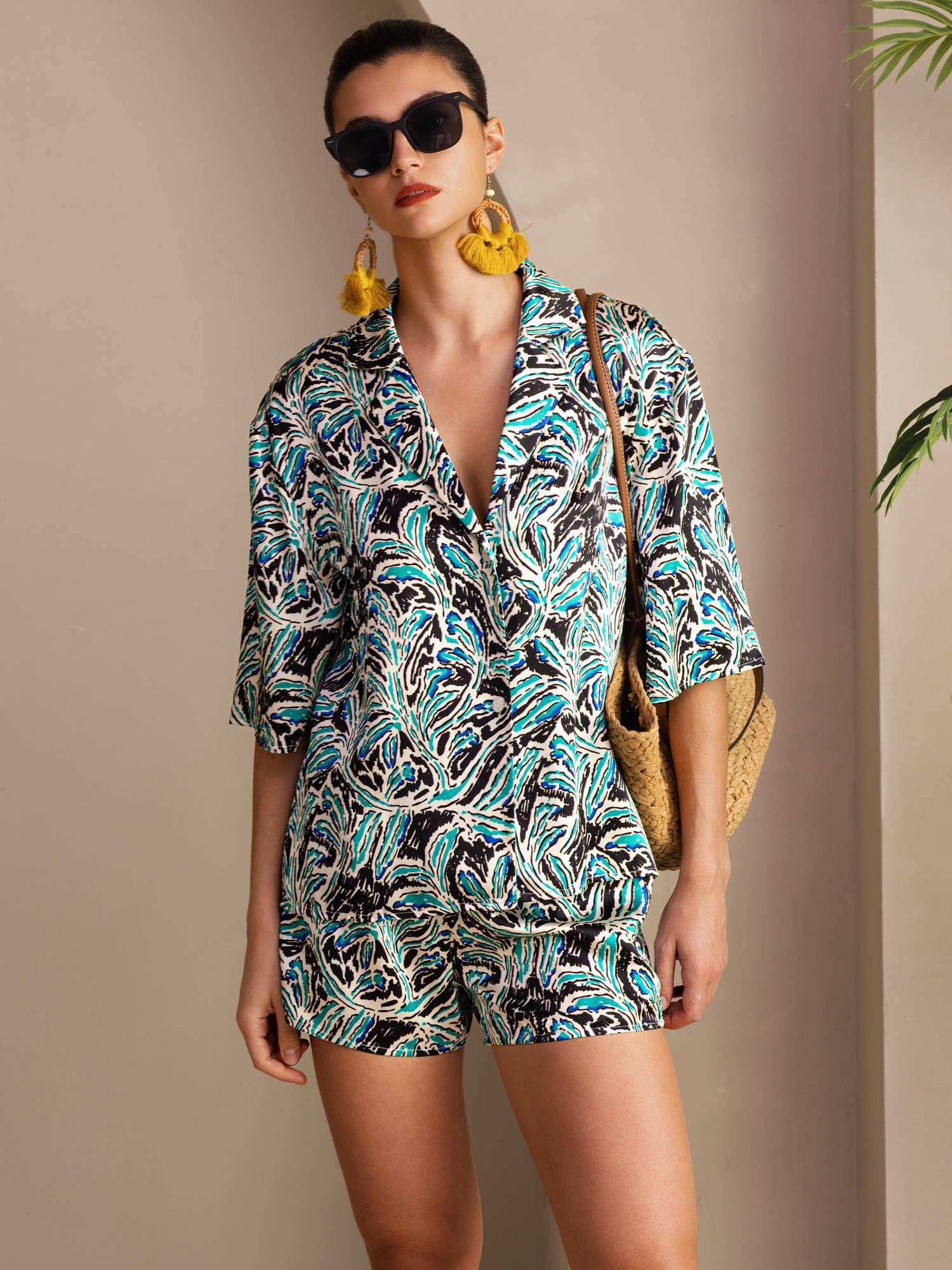 Teal Botanical / L(12/14)